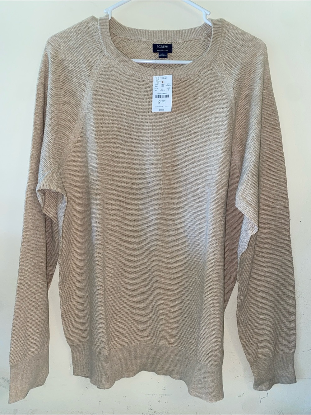 J. Crew Men’s Crewneck Sweater in Light Beige Size Large